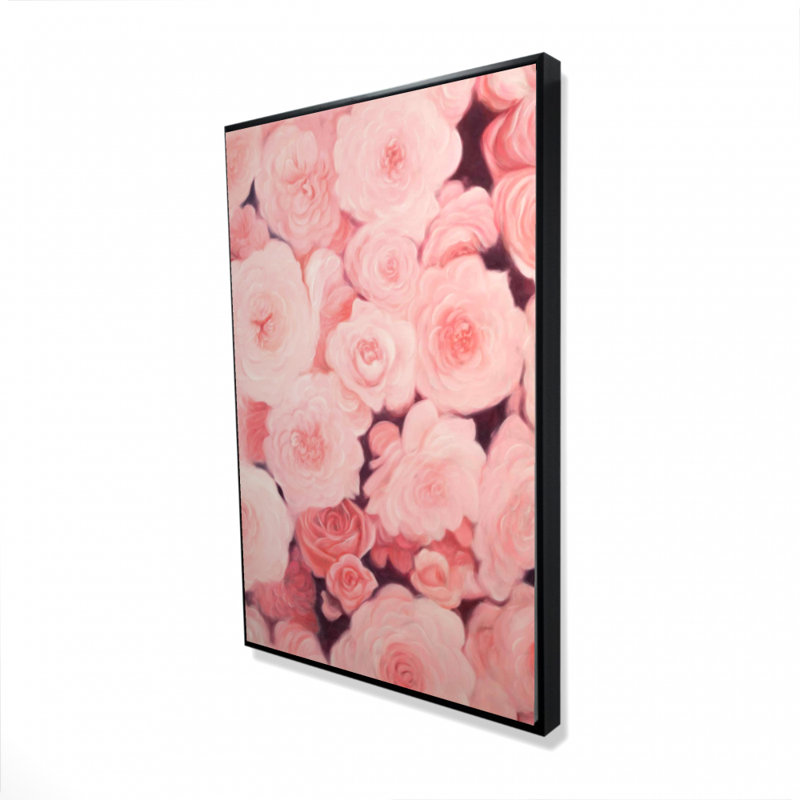 Champ de fleurs roses - Toile florale de bureau pour la décoration intérieure