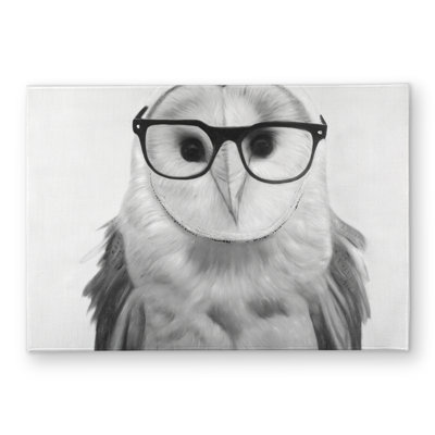 Realistic Barn Owl with Glasses Door Mat  Home Decor
