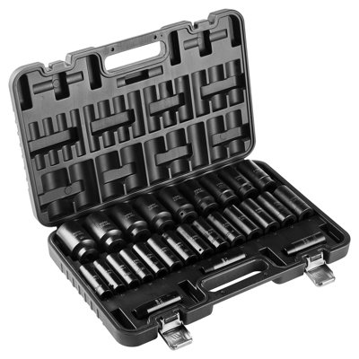 Drive Impact Socket Set 1/2" 26 Piece Deep Sockets Set Metric 11Mm -36Mm