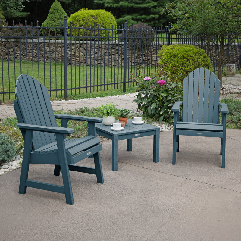 Chaise Adirondack en plastique avec table Anette, Bleu Nantucket