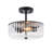 2-Light Modern Industrial Ribbed Lantern Glass Shade Semi-Flush Mount