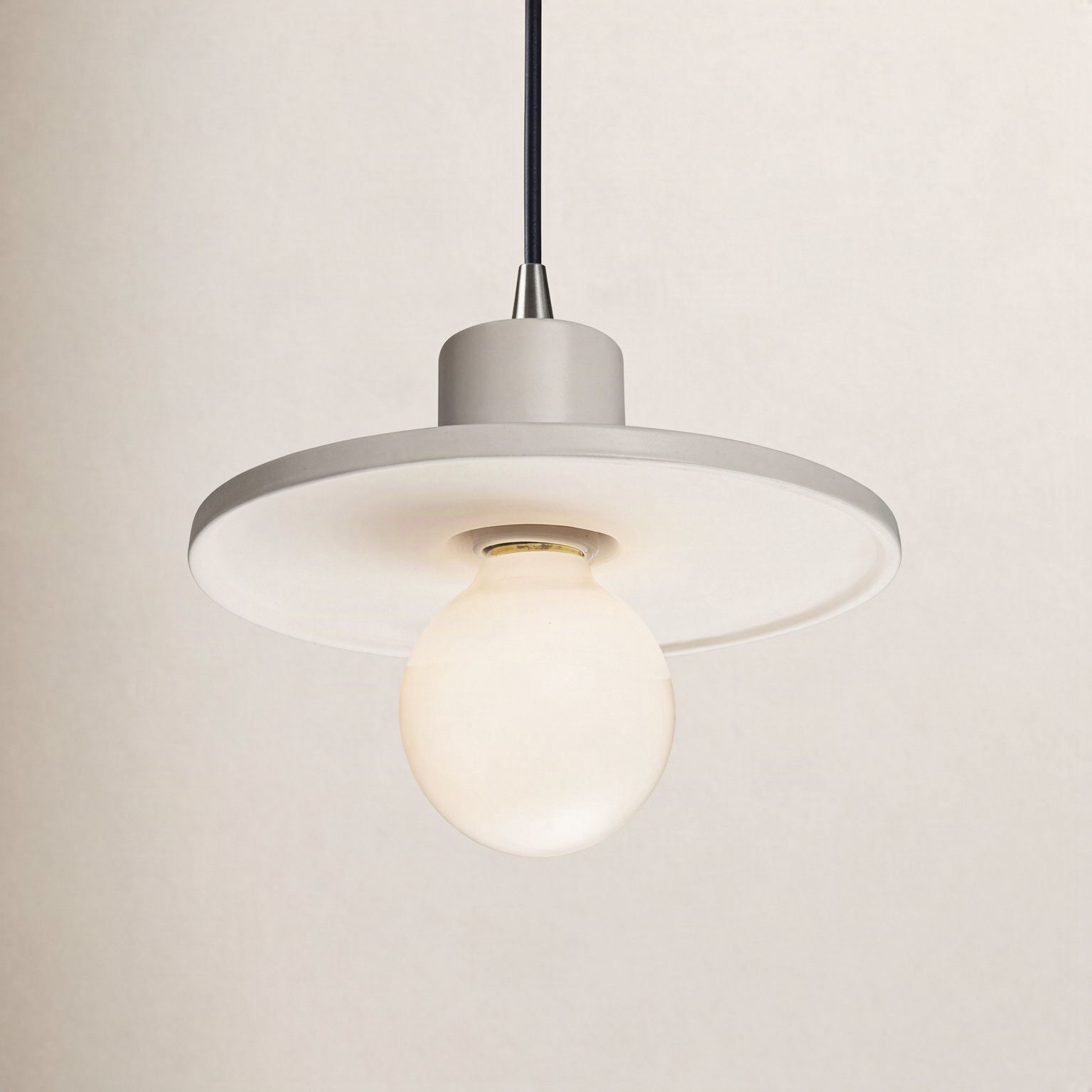 Marlena Dimmable Single Light Pendant, Matte White, Brushed Nickel