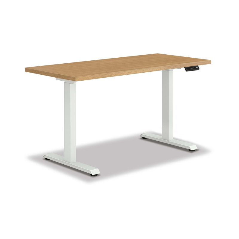 HON Coze Worksurface with Coordinate Height Adjustable Base, Natural Recon/Designer White, 36" H x 54" W x 24" D