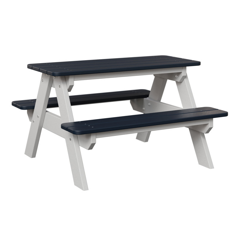 Table de pique-nique rectangulaire pour enfants Berlin Gardens, Bleu marine / blanc