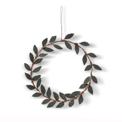 Upcycled Tent Canvas Olive Mini Leaf Wreath