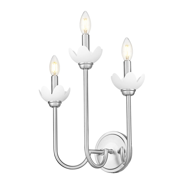 Applique murale texturée Burgett, H 16,25 po x l 15 po x P 8 po, Nickel brossé, Trois lumières