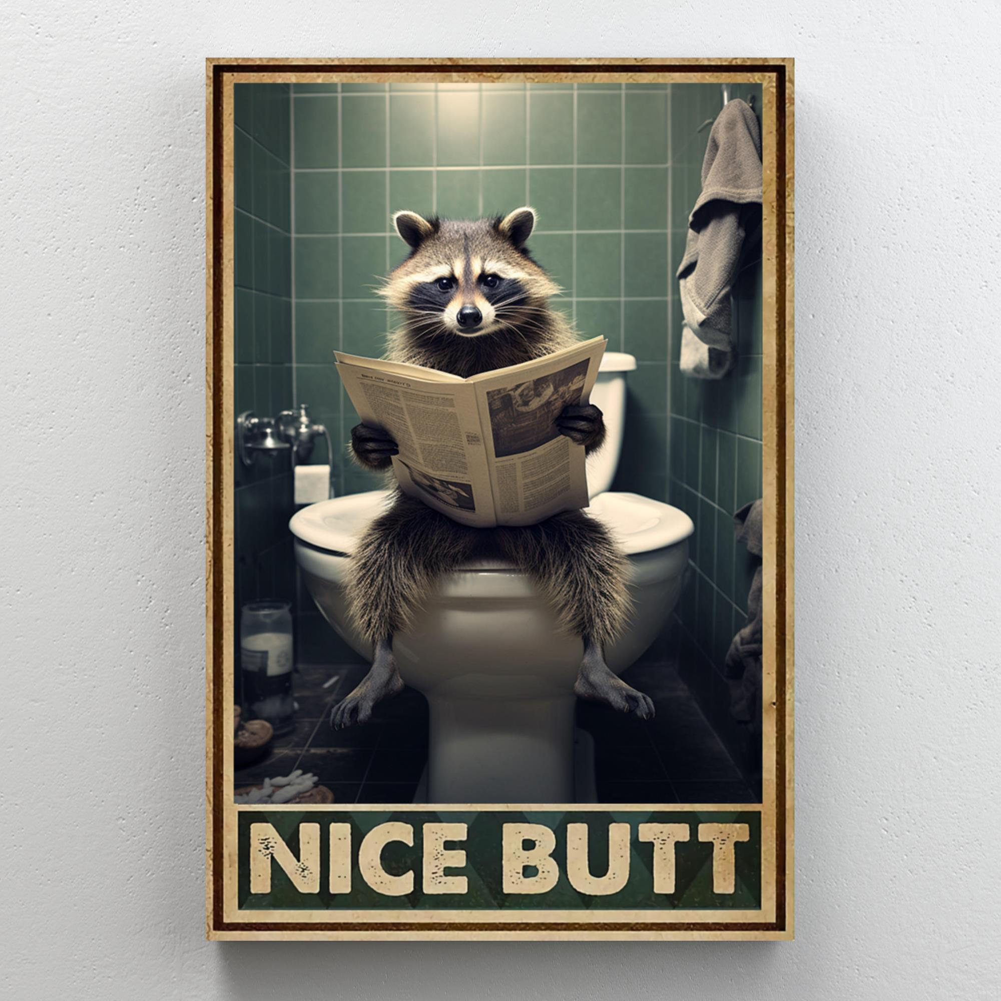 Trinx Raccoon In Toilet Nice Butt - Rectangle Graphic Art Print On ...