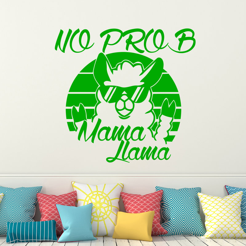 Décalcomanie murale "no prob maman llama", Vert lime