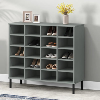 Shoe Rack with Metal Legs 95x35x86 cm Solid Wood OSLO
