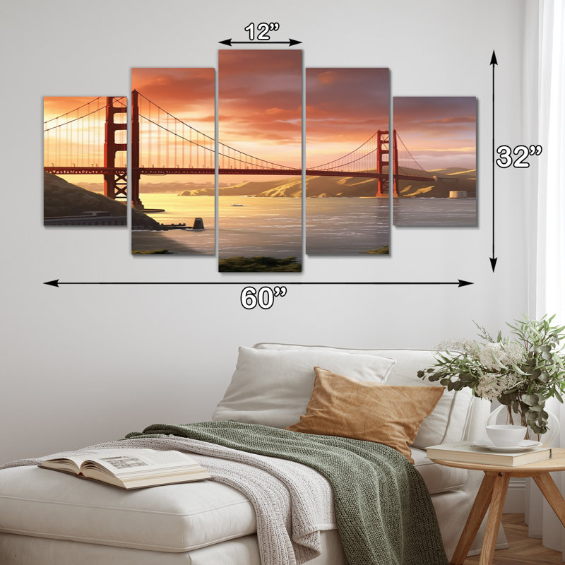 San Francisco Golden Gate Solitude II sur toile, reproduction de 5 pièces