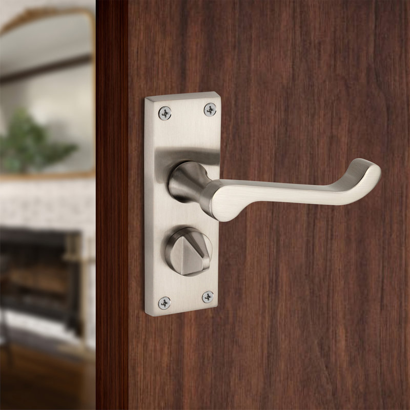 Victorian Scroll Privacy Lever Handle 115mm Satin Nickel