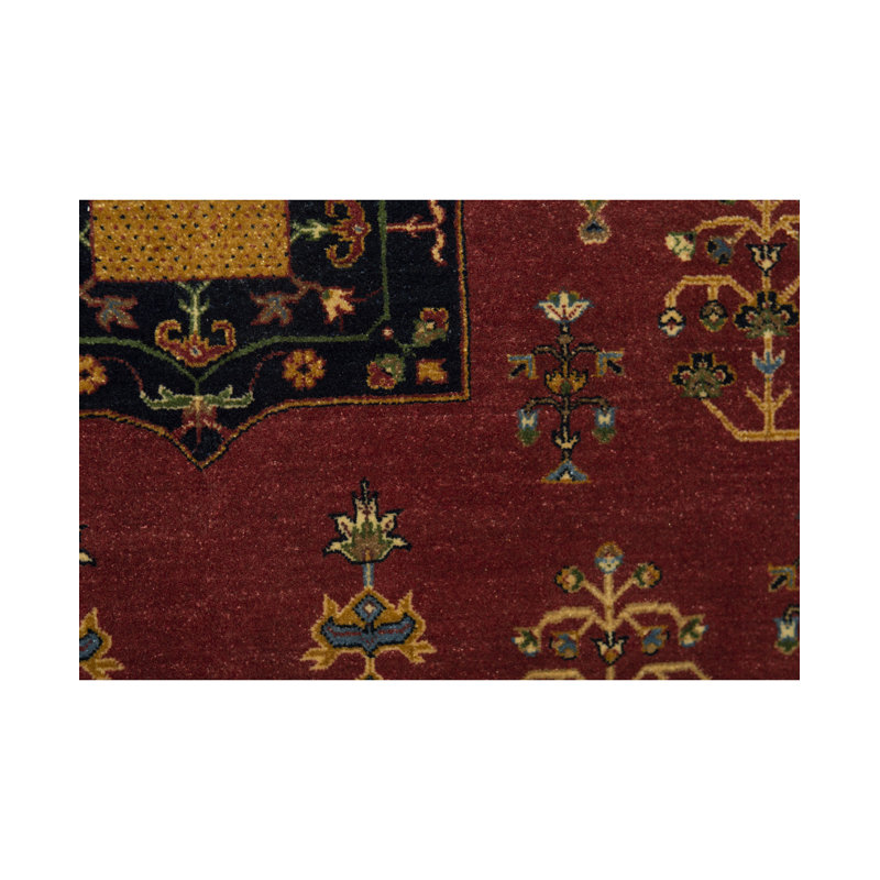 Tapis rouille et bleu noué à la main de haute qualité