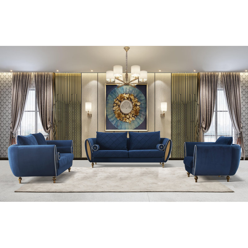 Sipario Vita Velvet Sofa, Blue