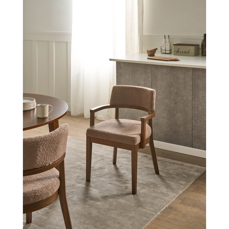48cm H Boucle Upholstered Upholstered Back Armchair, Beige