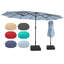 15Ft X 9Ft Patio Double-Sided Umbrella With Base & Crank, Extra Large Rectangular Outdoor Umbrella For Patio, Lawn & Garden-5442338