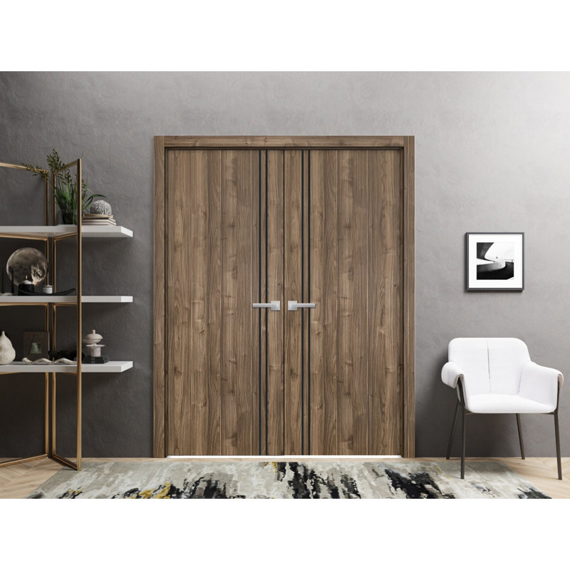 Portes françaises en bois massif massif, Noyer, 36 po x 80 po