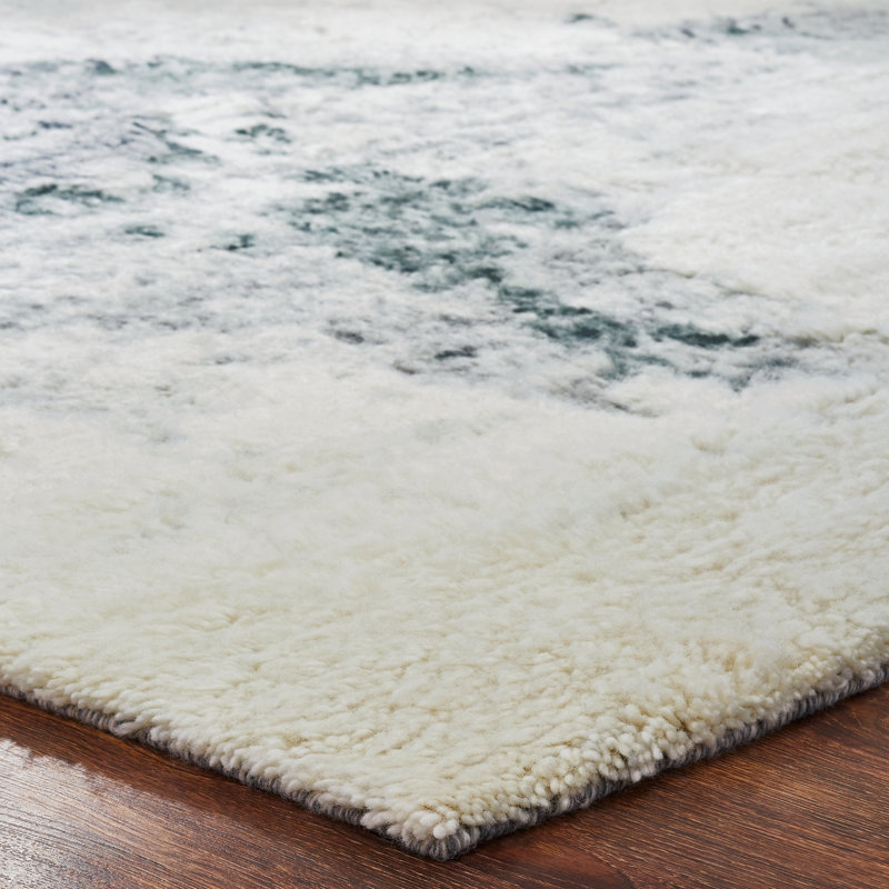 Dereks Hand Knotted Wool Abstract Area Rug, Rectangle 2' x 3'