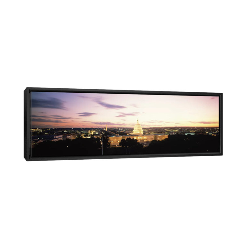 " US Capitol Washington DC USA " by Panoramic Images, Black Framed Canvas, 12" H x 36" W x 1.5" D