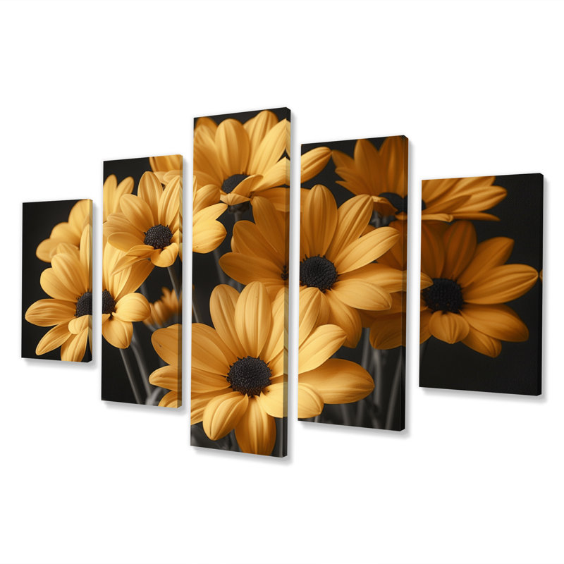 «Yellow Mums», impression d'art mural jaune et noir