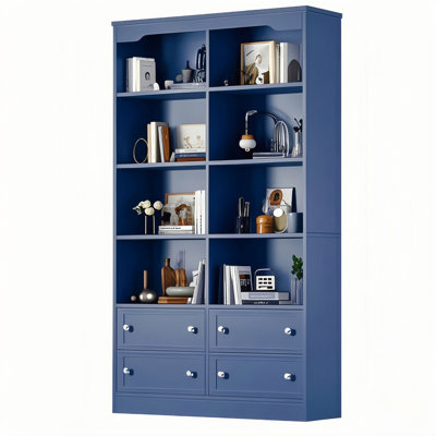 Kirklyn 6-Tier Standard Bookcase with 4 Drawers