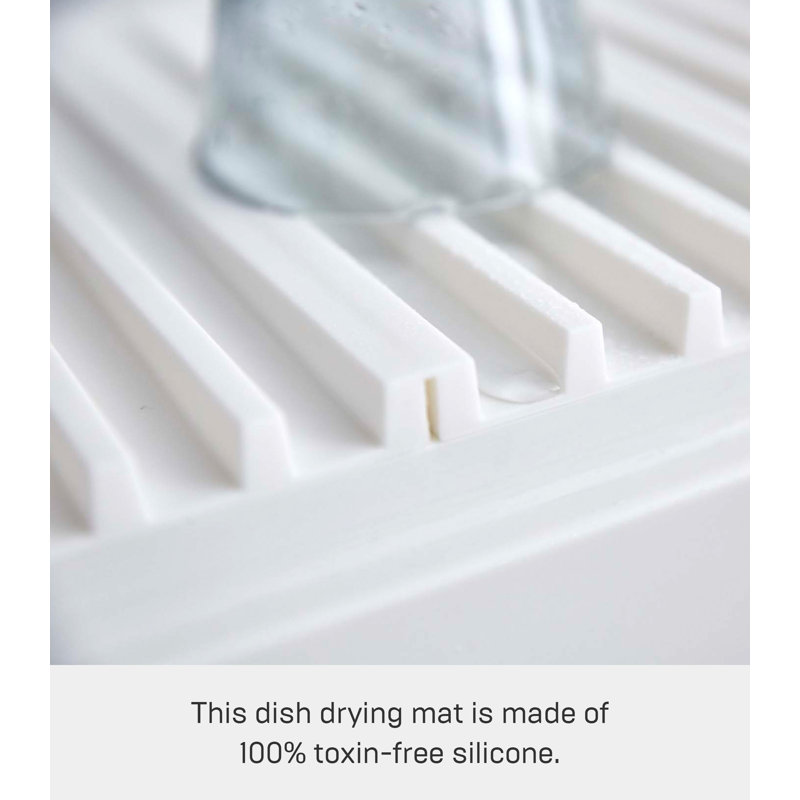 White Foldable Silicone Kitchen Dish Drying Mat