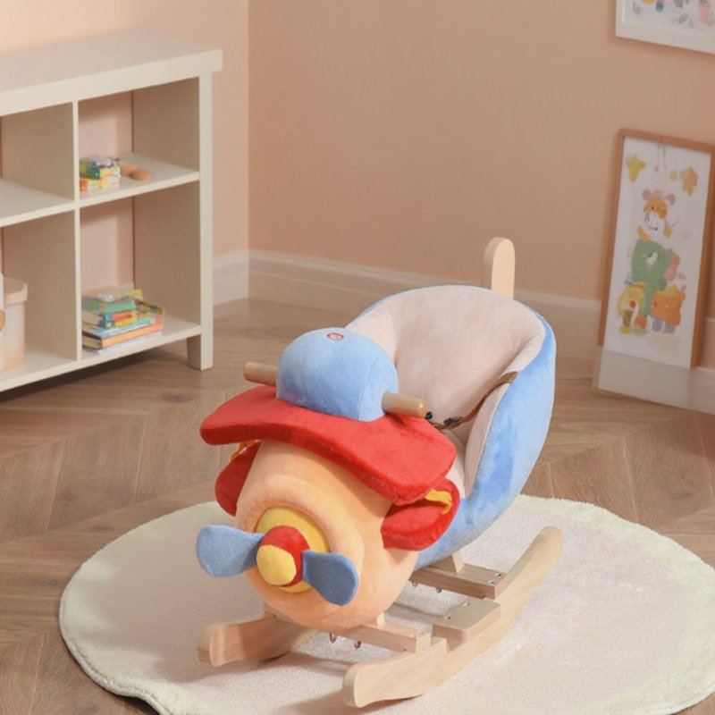 Cheval à bascule pour enfants, chaise en peluche en bois