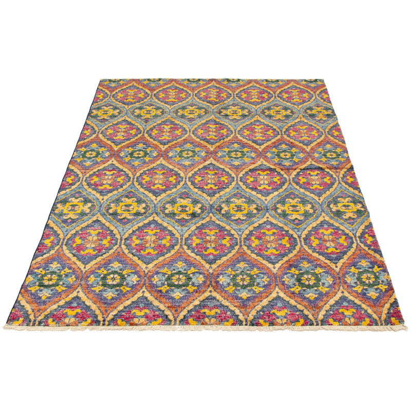 Tapis en laine bleu marine 6 pi 2 po x 9 pi 2 po à la main one-of-kind-noué la 2010 gabbeh Céline