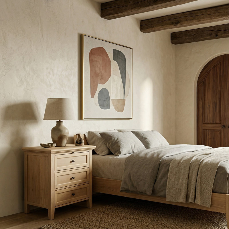 Trevor 3 Drawer Wood Nightstand, Oak