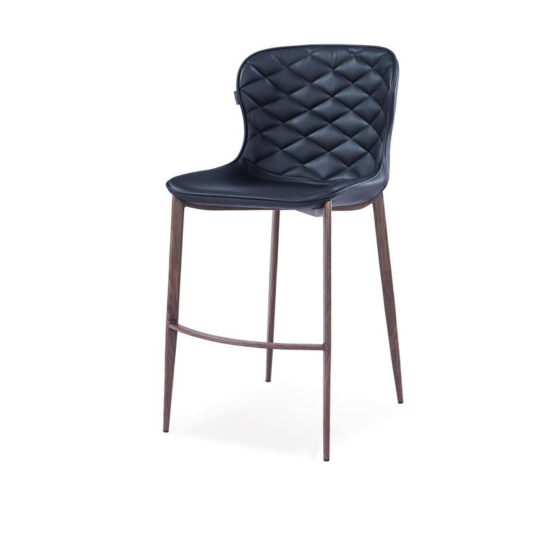 Tabouret de bar et de comptoir Albert, Noir, Placage de bois, Tabouret de comptoir (siège d'une hauteur de 24 p