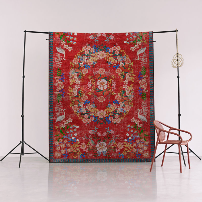 Tapis à motif floral multicolore à motif floral multicolore, Tapis de couloir 3 pi 3,37 po x 9 pi 10,11 po
