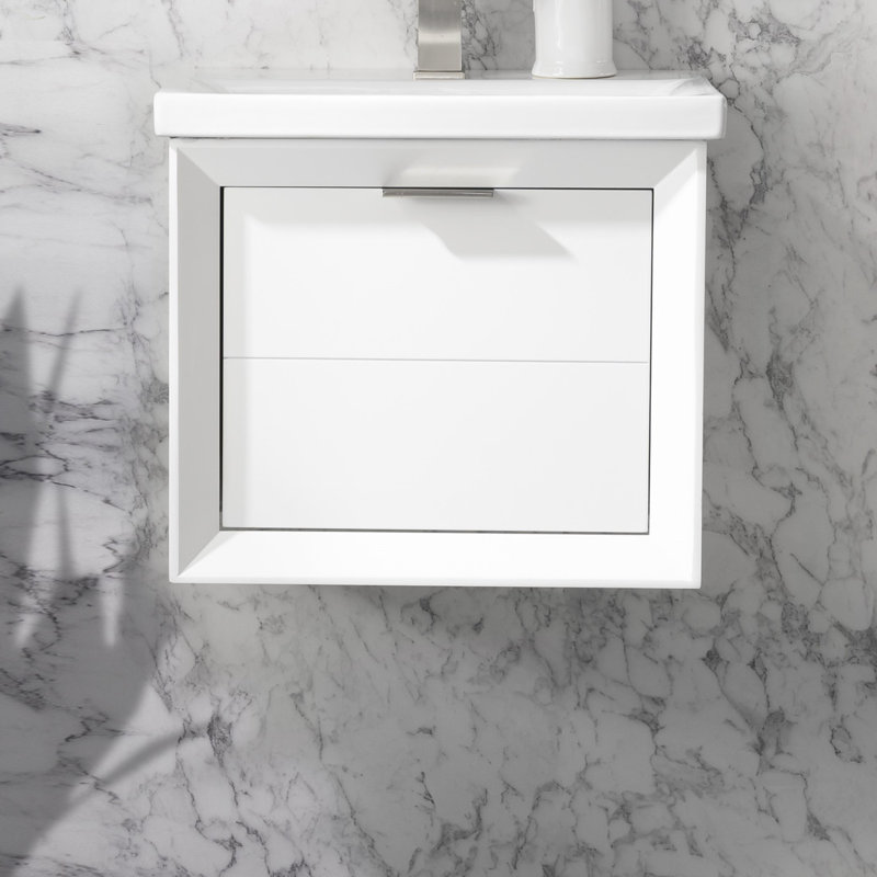 Ensemble de meuble-lavabo mural simple 20 po Draven, Blanc
