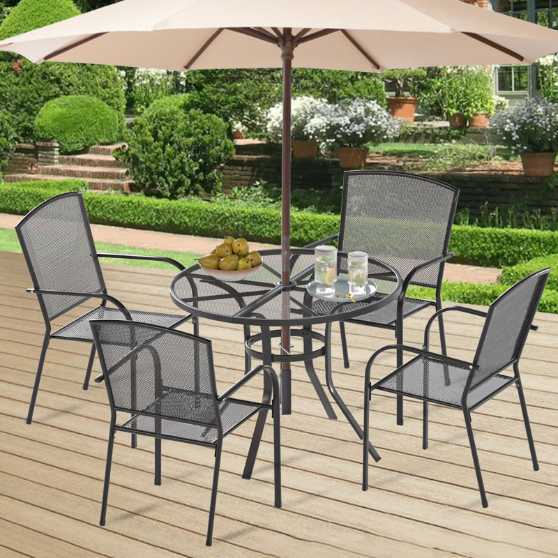 Ensemble de table et chaises d'extérieur en métal pour 4 personnes