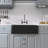 Fireclay Farmhouse Kitchen Sink Apron Front Big Black Farm Sink Single Bowl with Grid & Basket Strainer-91583891