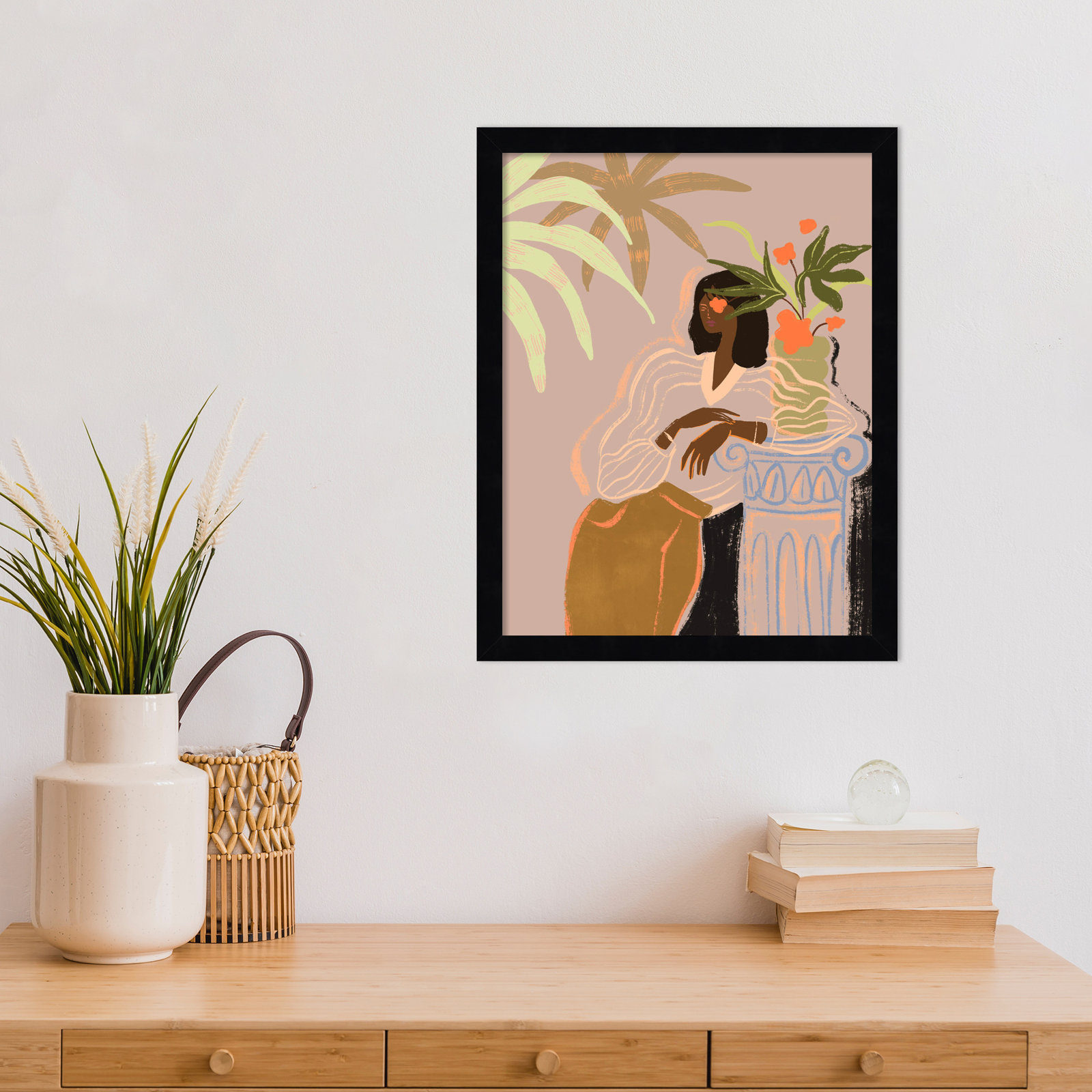 Prudence "Lady in Waiting" Print, 17" H x 14" W, Black