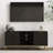 Modern TV Stand with Wave-Design Doors and Golden Legs in Black and Gold-475415378