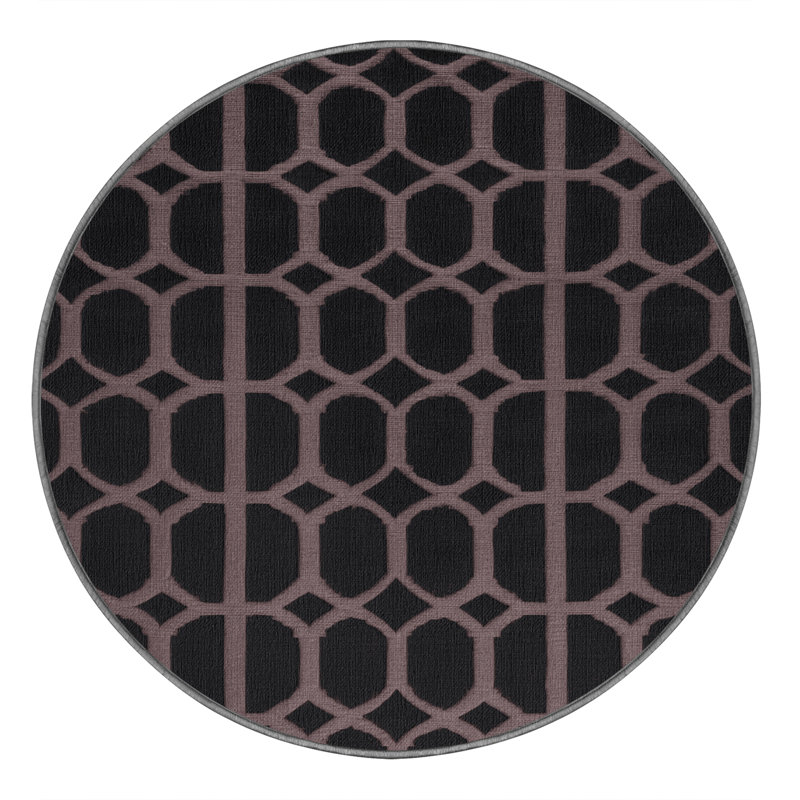 Machine Washable Trellis Purple Area Rug, Round 8'