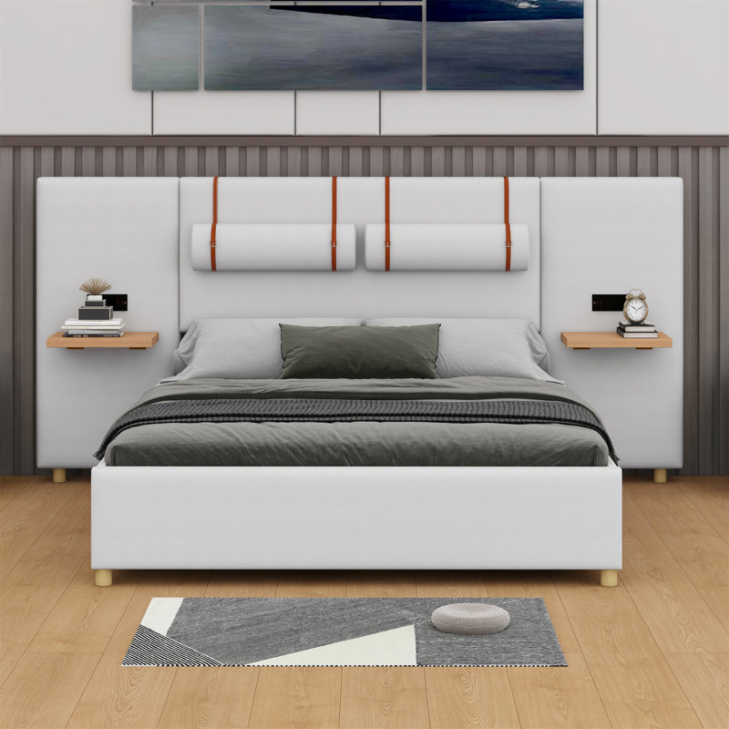 Kree Upholstered Panel Storage Bed, Beige