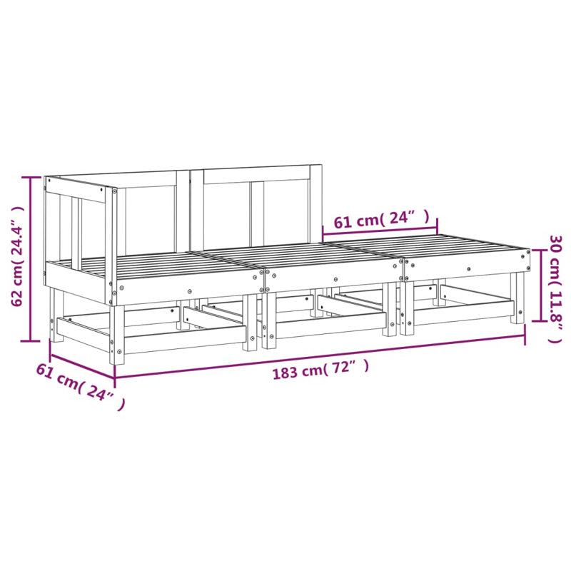Alpen Home 3 Piece Garden Lounge Set Solid Wood
