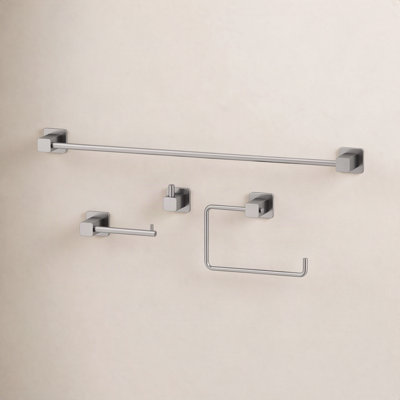Ensemble de quincaillerie de salle de bain en nickel brossé 4 pièces VIGO Meridian avec porte-serviettes 24 po, porte-papier hygiénique, porte-serviettes et crochet
