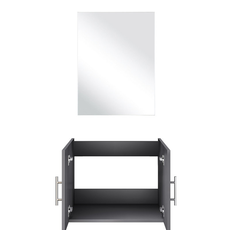 24 po L x P 22 po. Meuble-lavabo gris foncé - 18 grands espaces de rangement en miroir