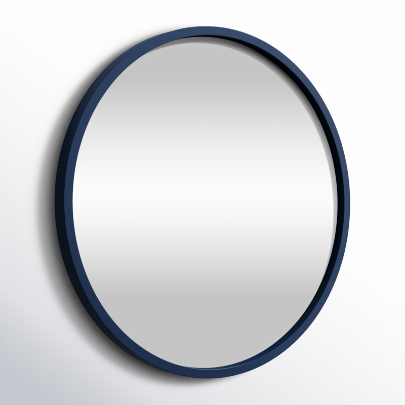 Arranjeet Modern Round Wall Mirror, 25.6" x 25.6", Navy Blue