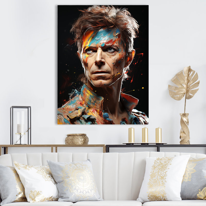 Peinture fusion David Bowie Portrait III - Pop Art, art mural, Toile tendue, H 32 po x l 16 po