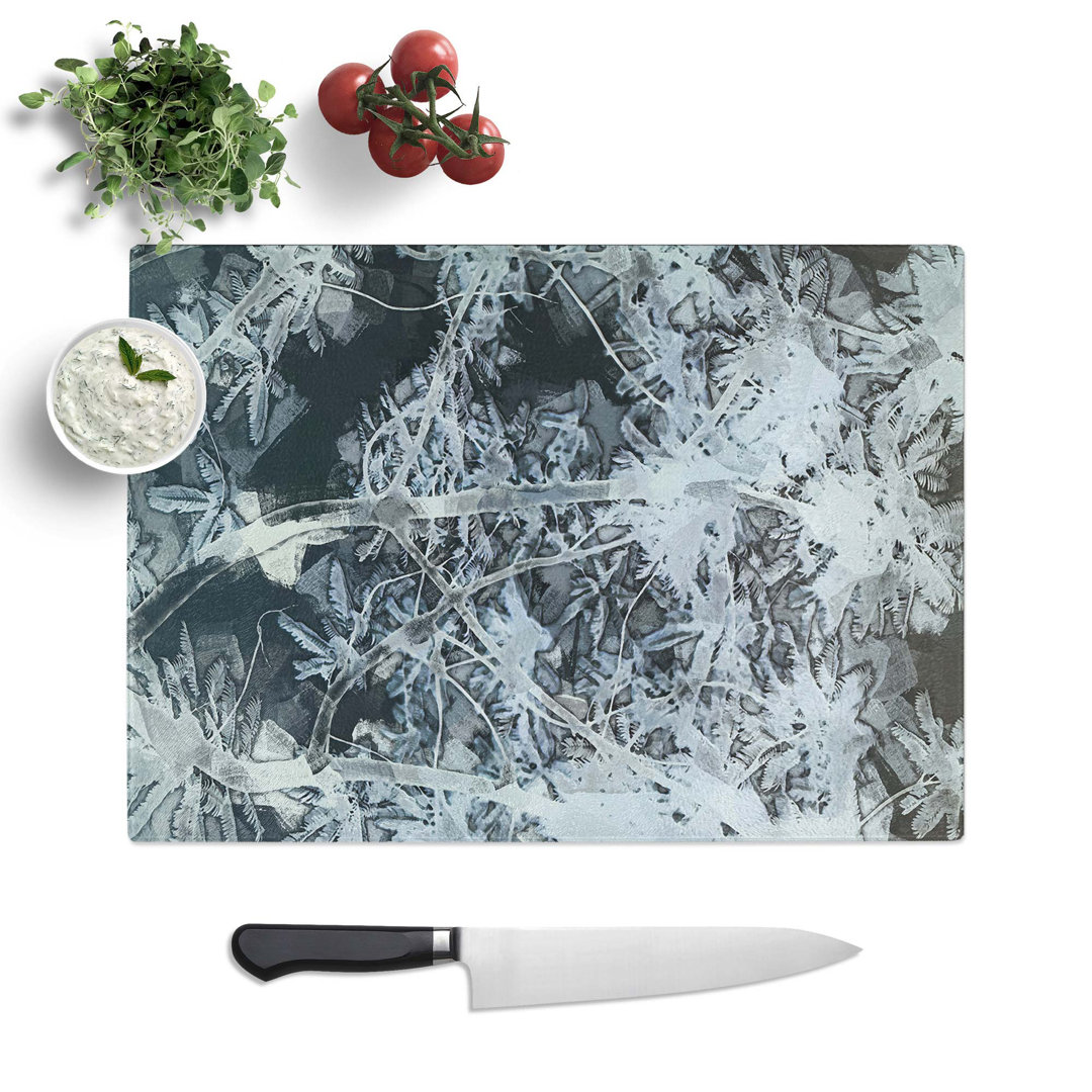 Tempered Glass Palm Tree Pattern Chopping Board