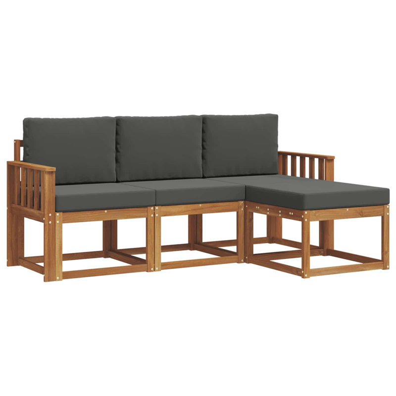 Ensemble de canapé d'extérieur avec coussin 4 pièces naturel et anthracite