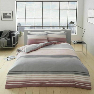 Hirondina Cotton Blend Striped Duvet Cover Set with Pillowcases Included