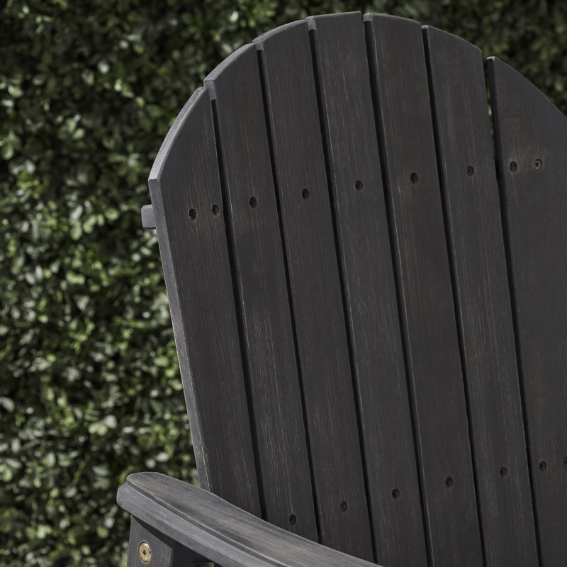 Chaises de salle à manger d'extérieur résistantes aux intempéries en bois d'acacia Adirondack (ensemble de 2), finition gris foncé
