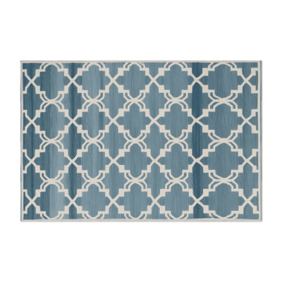 Trellis Blue Indoor and Outdoor Area Rug