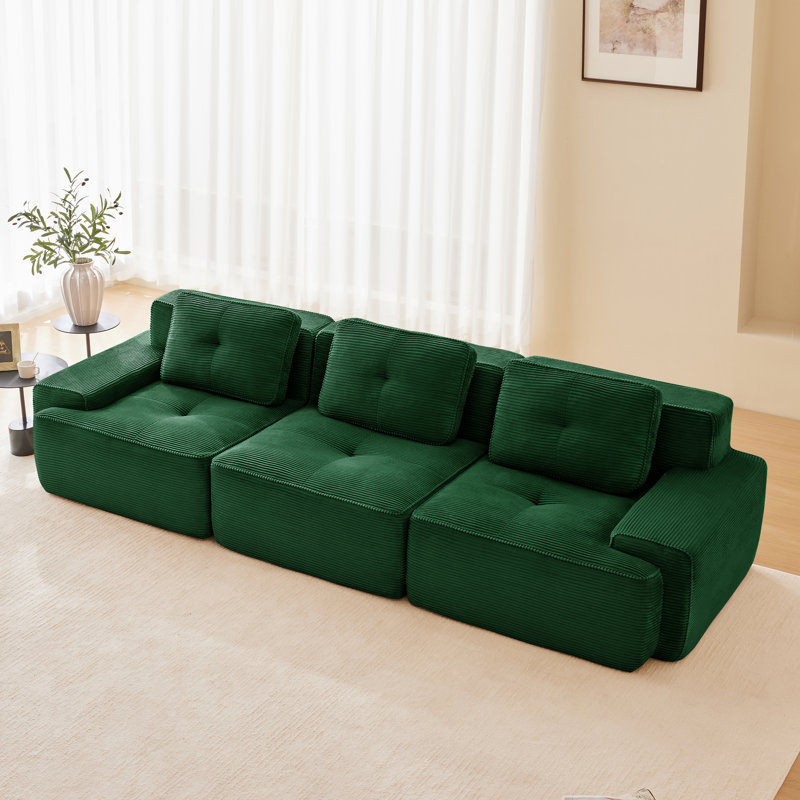 Canapé modulaire en nuage 115,3 po Boneless, canapé modulaire avec assise profonde, canapé en velours côtelé désossé pour le salon, aucun assemblage requis (brun)
