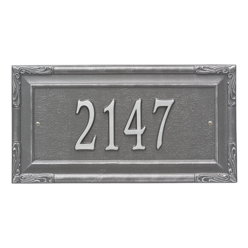 Plaque d'adresse murale 1 ligne personnalisée Gardengate, Étain/Argent, Oui