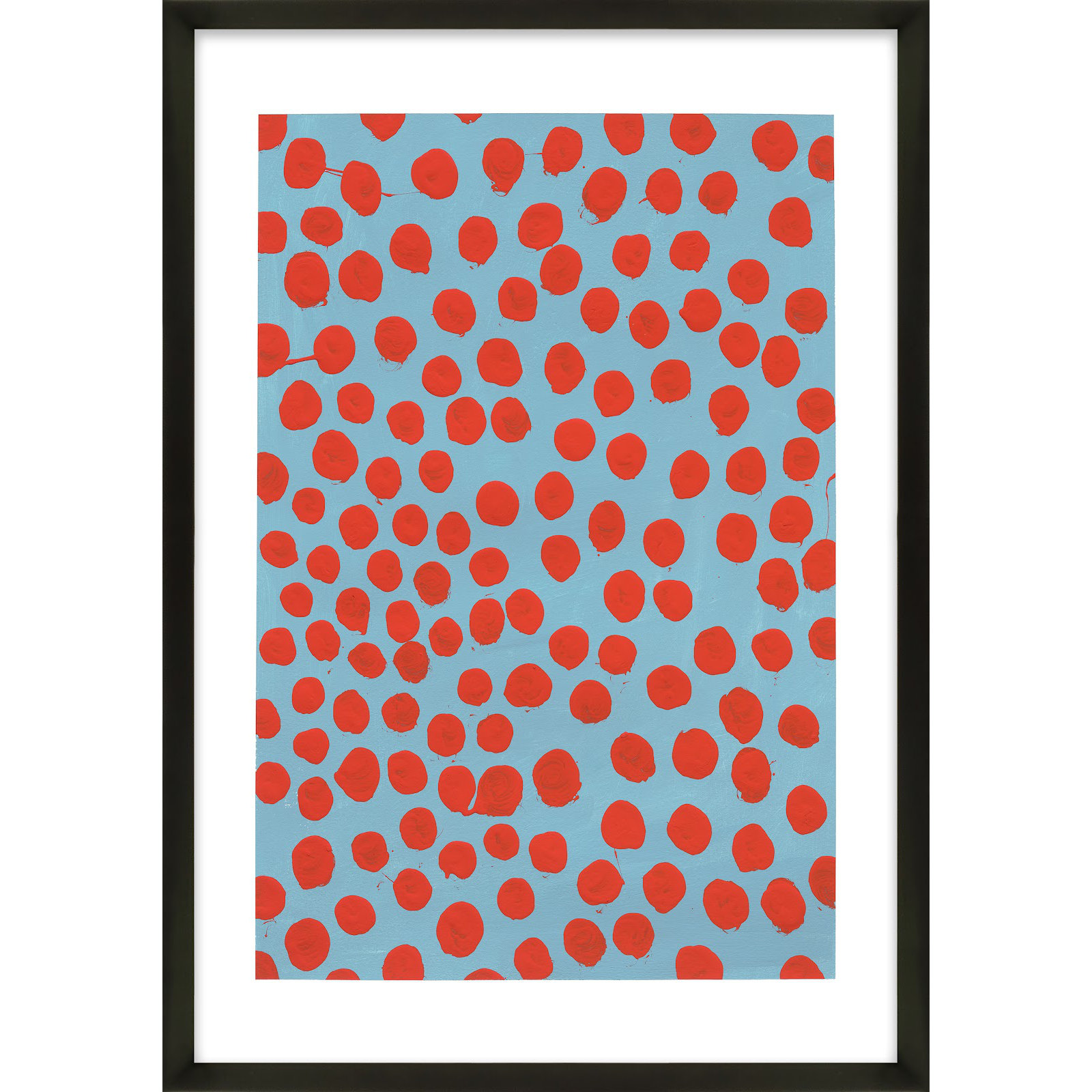 Orient Red On Blue Gray by Michela Sorrentino, Black, 50" H x 35" W x 1.25" D